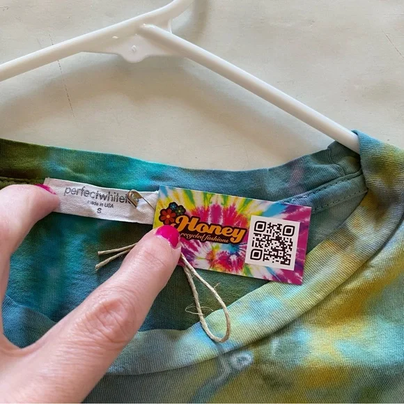 Perfect White Tee Geode Tie Dye Tshirt Top Womens Size Small Green Multi Shirt - Picture 5 of 9